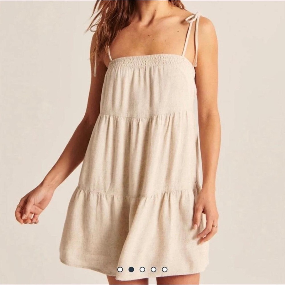 abercrombie beige sundress with tie straps